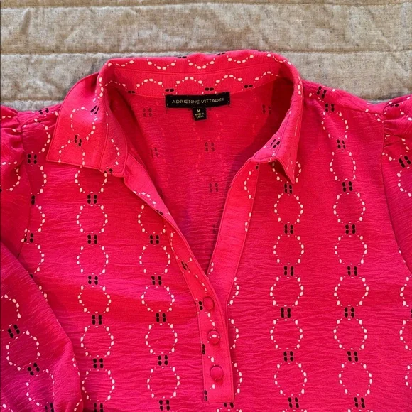 Adrienne Vittadini Bright Fuchsia Blouse; women’s size medium - Picture 4 of 12
